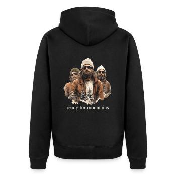 Prêt pour la montagne - Veste à capuche bio Premium Unisexe - noir - Dos - Nico (187cm)