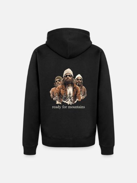 ready for mountains - Unisex Premium Bio Zip Hoodie - Schwarz