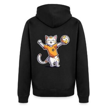Volley-ball enfants chat I drôles d’animaux | Des sports | - Veste à capuche bio Premium Unisexe - noir - Dos - Nico (187cm)
