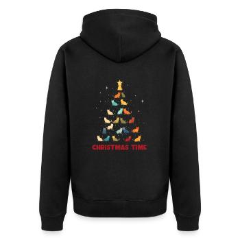 Merry Christmas Cats Tree - Unisex Premium Organic Zip Hoodie - black - Back - Nico (187cm)