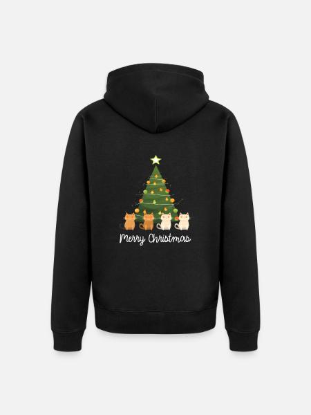 Merry Christmas 4 cats - Unisex Premium Organic Zip Hoodie - black