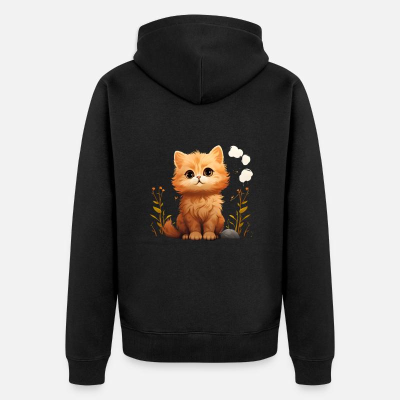 Chaton dans l’herbe - Veste à capuche bio Premium Unisexe - noir