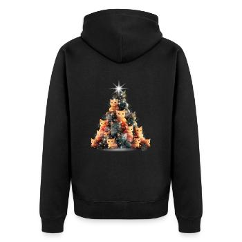 Funkelnder Katzenbaum - Unisex Premium Bio Zip Hoodie - Schwarz - Hinten - Nico (187cm)