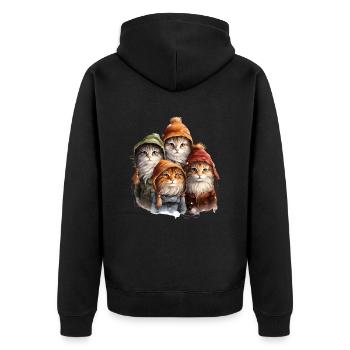 4 süsse Kätzchen - Unisex Premium Bio Zip Hoodie - Schwarz - Hinten - Nico (187cm)
