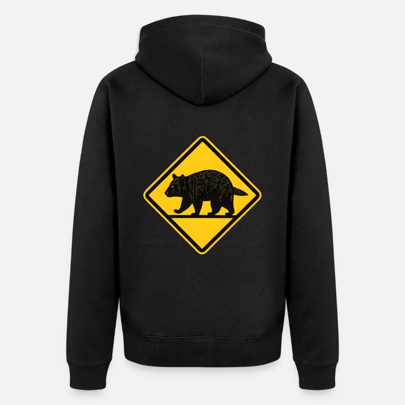 Panneau de signalisation Wombat Australie - Veste à capuche bio Premium Unisexe - noir