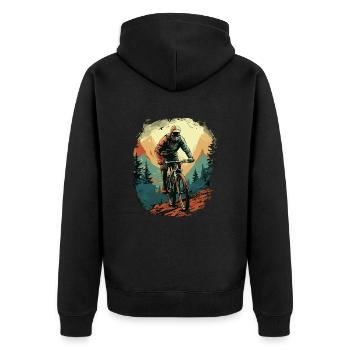 Mountain Bike, Mountain, Bike, Stunt, Forest Terrain - Unisex Premium Organic Zip Hoodie - black - Back - Nico (187cm)