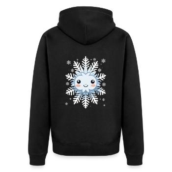 Süße Lustige Schneeflocke Winter Kawaii Geschenk - Unisex Premium Bio Zip Hoodie - Schwarz - Hinten - Nico (187cm)