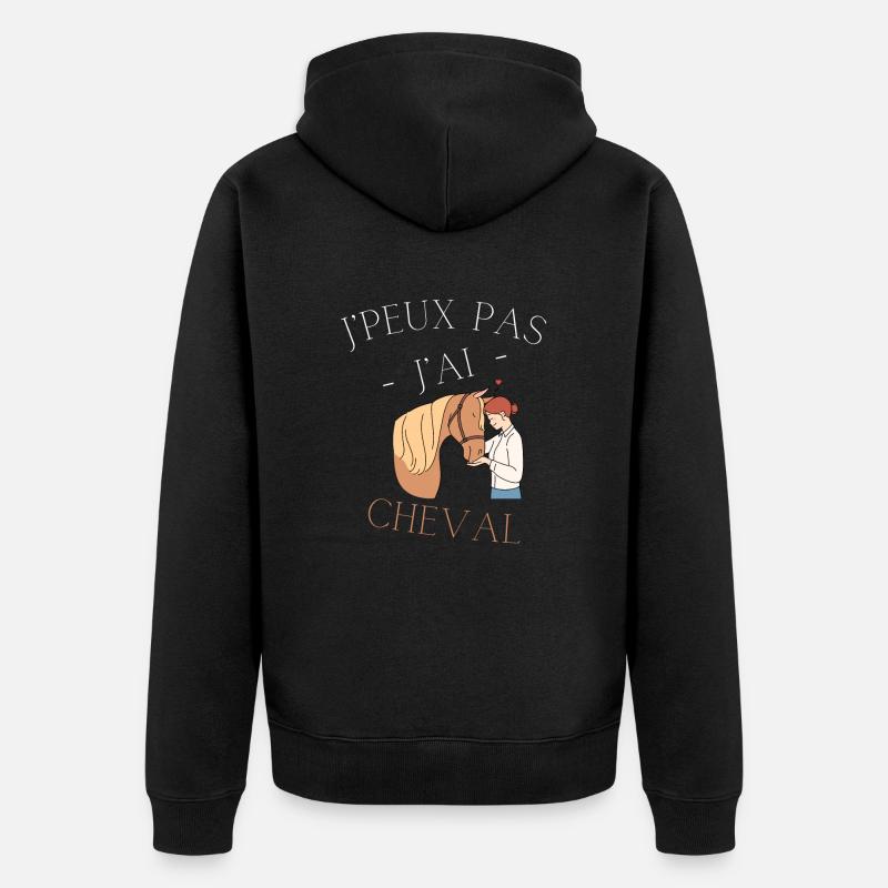 J'peux pas j'ai Cheval - Veste à capuche bio Premium Unisexe - noir