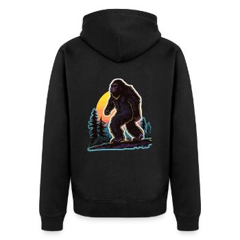 Bigfoot Yeti Halloween Nachtkostüm Waldhügel - Unisex Premium Bio Zip Hoodie - Schwarz - Hinten - Nico (187cm)