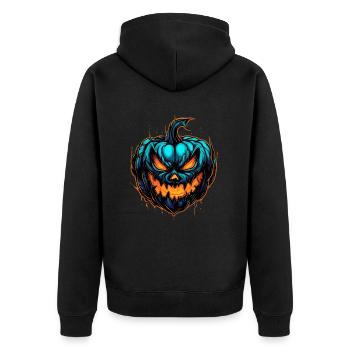 Gruseliger Bunter Halloween Kürbis - Unisex Premium Bio Zip Hoodie - Schwarz - Hinten - Nico (187cm)