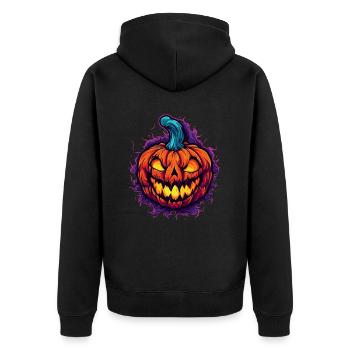 Gruseliger Bunter Halloween Kürbis - Unisex Premium Bio Zip Hoodie - Schwarz - Hinten - Nico (187cm)