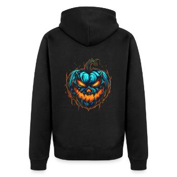 Gruseliger Bunter Halloween Kürbis - Unisex Premium Bio Zip Hoodie - Schwarz - Hinten - Nico (187cm)