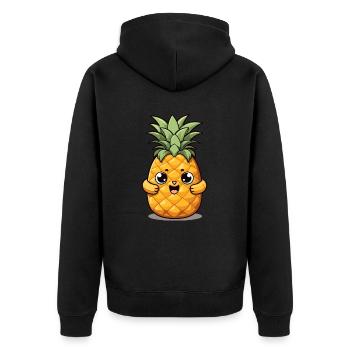 Süße lustige Ananas Sommer Kawaii Geschenk - Unisex Premium Bio Zip Hoodie - Schwarz - Hinten - Nico (187cm)