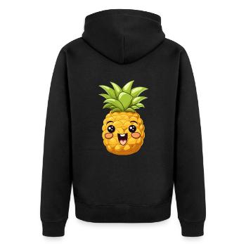 Cadeau d’été kawaii drôle mignon ananas - Veste à capuche bio Premium Unisexe - noir - Dos - Nico (187cm)