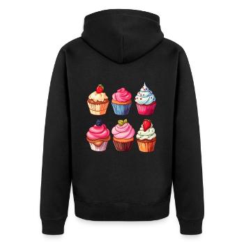 Cupcakes, Cupcake, Candy, Baked Goods - Unisex Premium Organic Zip Hoodie - black - Back - Nico (187cm)
