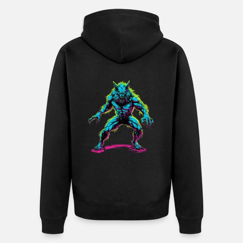 Loup-garou Halloween Loup Wolf Pack - Veste à capuche bio Premium Unisexe - noir