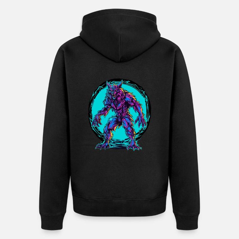 Loup-garou Halloween Wolf Wolf Pack - Veste à capuche bio Premium Unisexe - noir