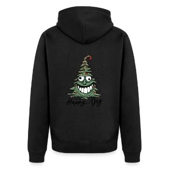 Funny Crazy Christmas Tree Christmas - Unisex Premium Organic Zip Hoodie - black - Back - Nico (187cm)