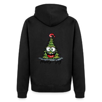 Funny Crazy Christmas Tree Christmas - Unisex Premium Organic Zip Hoodie - black - Back - Nico (187cm)