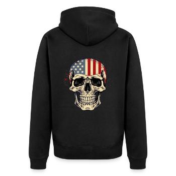 Crâne avec drapeau américain - Veste à capuche bio Premium Unisexe - noir - Dos - Nico (187cm)