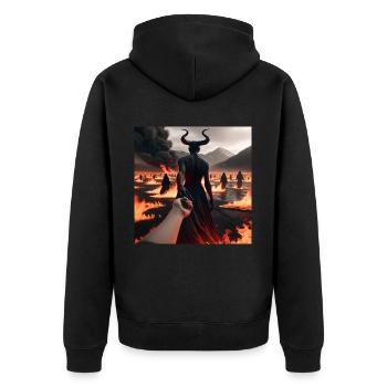 Follow Me to the Abyss - Infernal Devil's Pact #01 - Unisex Premium Organic Zip Hoodie - black - Back - Nico (187cm)