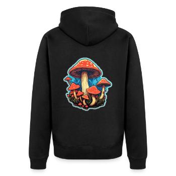 Toadstool Mushroom Mushroom Picker - Unisex Premium Organic Zip Hoodie - black - Back - Nico (187cm)