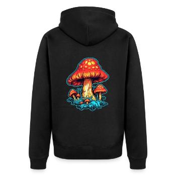 Toadstool Mushroom Mushroom Picker - Unisex Premium Organic Zip Hoodie - black - Back - Nico (187cm)