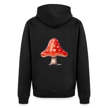 Toadstool Mushroom Mushroom Picker - Unisex Premium Organic Zip Hoodie - black - Back - Nico (187cm)