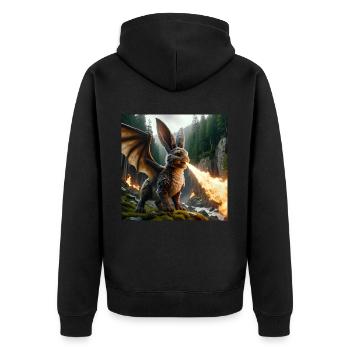 Dragon lapin cracheur de feu #13 - Veste à capuche bio Premium Unisexe - noir - Dos - Nico (187cm)