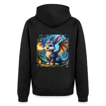 Fire Breathing Bunny Dragon #02 - Unisex Premium Organic Zip Hoodie - black - Back - Nico (187cm)