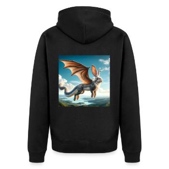Flying Bunny Dragon #02 - Unisex Premium Organic Zip Hoodie - black - Back - Nico (187cm)