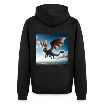 Flying Bunny Dragon #01 - Unisex Premium Organic Zip Hoodie - black - Back - Nico (187cm)