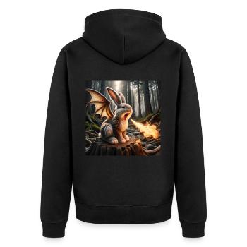 Fire Breathing Bunny Dragon #23 - Unisex Premium Organic Zip Hoodie - black - Back - Nico (187cm)