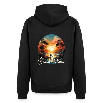 Beach Vibes - Unisex Premium Bio Zip Hoodie - Schwarz - Hinten - Nico (187cm)