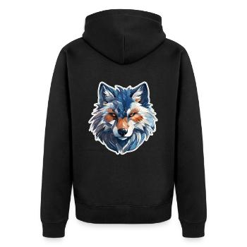 Wolf - Unisex Premium Bio Zip Hoodie - Schwarz - Hinten - Nico (187cm)