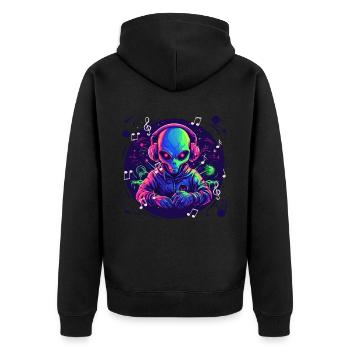 Alien avec des écouteurs Extraterrestrial DJ Music - Veste à capuche bio Premium Unisexe - noir - Dos - Nico (187cm)