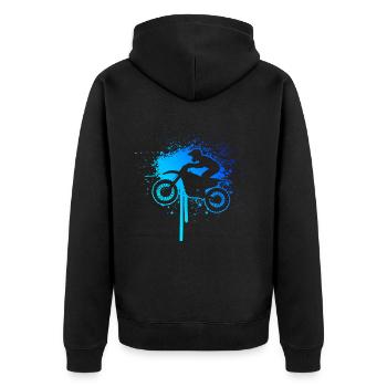 Motocross Dirt Biker Freestyle Motocross - Unisex Premium Bio Zip Hoodie - Schwarz - Hinten - Nico (187cm)