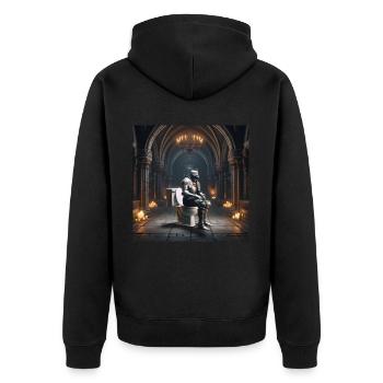 Fart Souls - Hollow Knight on Porcelain Throne #02 - Unisex Premium Organic Zip Hoodie - black - Back - Nico (187cm)