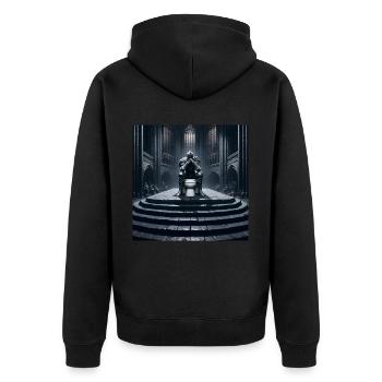Furzseelen - Hohler Ritter auf Porzellanthron #11 - Unisex Premium Bio Zip Hoodie - Schwarz - Hinten - Nico (187cm)