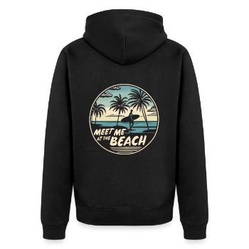 Meet Me At The Beach Surfer Girl Spruch Zitat - Unisex Premium Bio Zip Hoodie - Schwarz - Hinten - Nico (187cm)