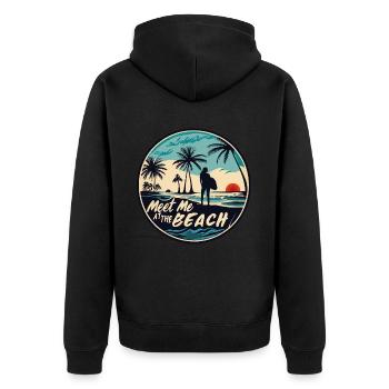 Meet Me At The Beach Surfer Girl Spruch Zitat - Unisex Premium Bio Zip Hoodie - Schwarz - Hinten - Nico (187cm)
