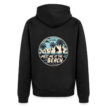 Meet Me At The Beach Surfer Girl Spruch Zitat - Unisex Premium Bio Zip Hoodie - Schwarz - Hinten - Nico (187cm)