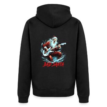BAD SANTA - Unisex Premium Bio Zip Hoodie - Schwarz - Hinten - Nico (187cm)