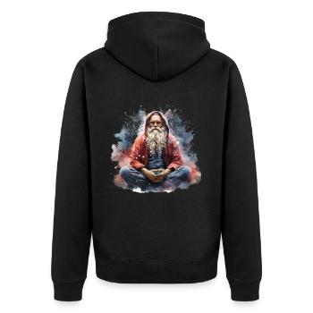 Santa Yogi - Unisex Premium Bio Zip Hoodie - Schwarz - Hinten - Nico (187cm)