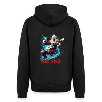 ROCK SANTA - Unisex Premium Bio Zip Hoodie - Schwarz - Hinten - Nico (187cm)