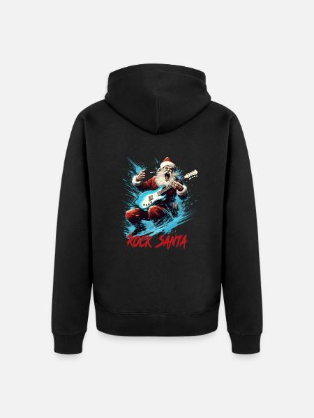 ROCK SANTA - Unisex Premium Organic Zip Hoodie - black