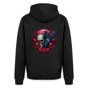 Abstrait Diable Satan Squelette Démons - Veste à capuche bio Premium Unisexe - noir - Dos - Nico (187cm)