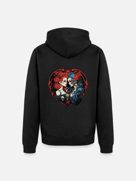 Abstract Devil Satan Skeleton Demons - Unisex Premium Organic Zip Hoodie - black