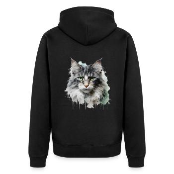 Cute Cat Face - Unisex Premium Bio Zip Hoodie - Schwarz - Hinten - Nico (187cm)