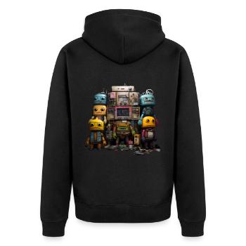 robots - Unisex Premium Bio Zip Hoodie - Schwarz - Hinten - Nico (187cm)